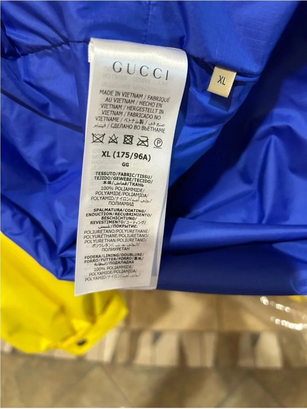 Men’s Gucci, X Northface techno, hooded rain, jacket, size XL NWT